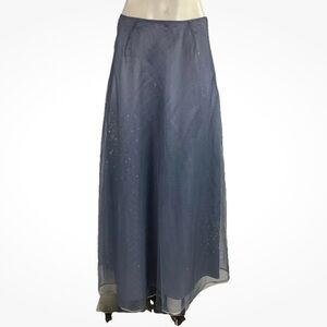 Vintage Y2K Express World Brand Womens Sz 4/6 Chiffon Sequin Maxi Skirt Blue